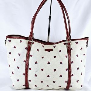 Gucci Red Heart Canvas Tote
